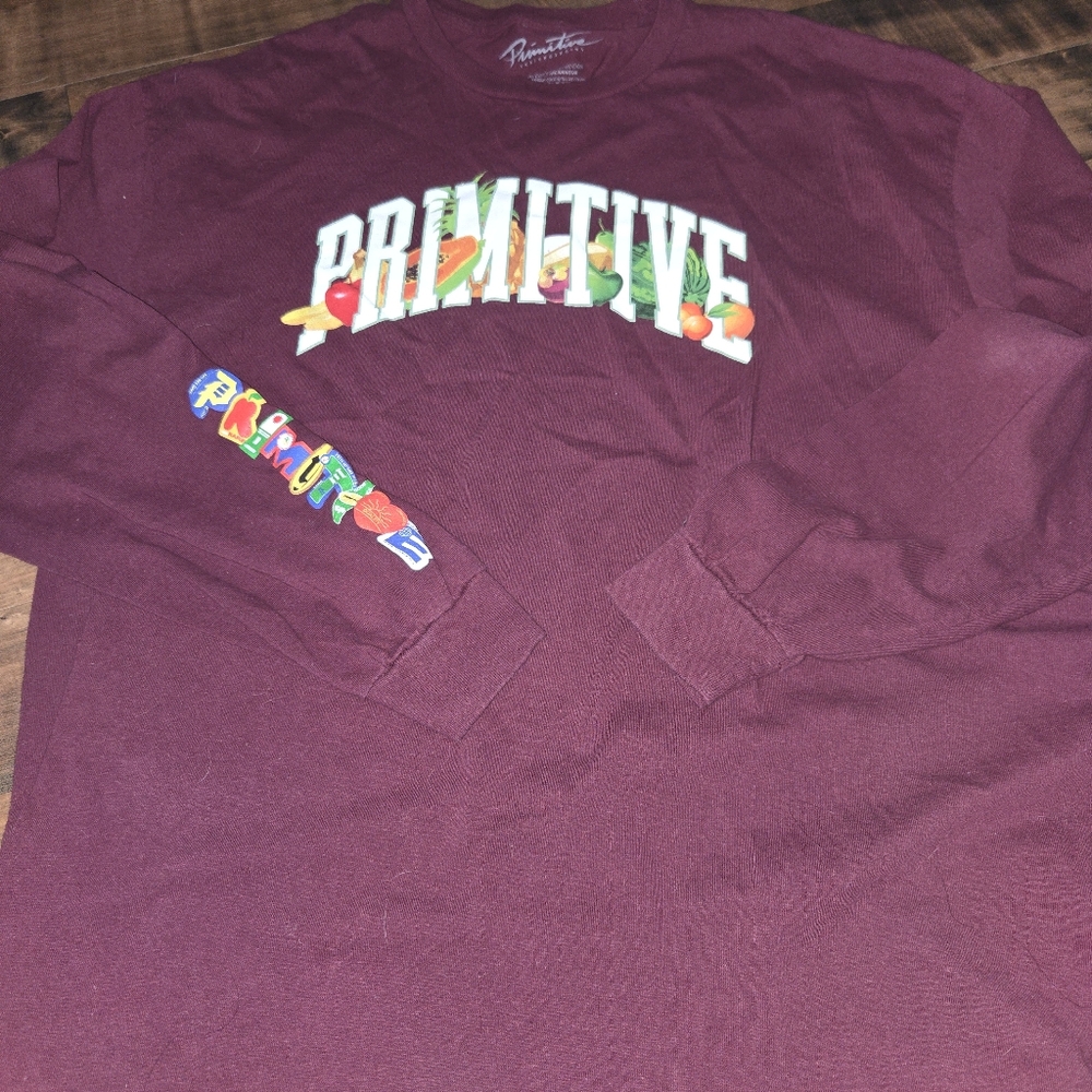 Primitive Skateboarding Long Sleeve Red Graphic Shirt [Size XL] Streetwear